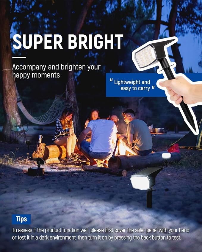 Solar Spot Lights Outdoor Waterproof, Solar Spotlights 10 Pack Warm White | 63 LED 3 Lighting Modes Solar Landscape Spotlights for Yard, Garden, Backyard, Driveway, Pathway, Wall, House, Garage