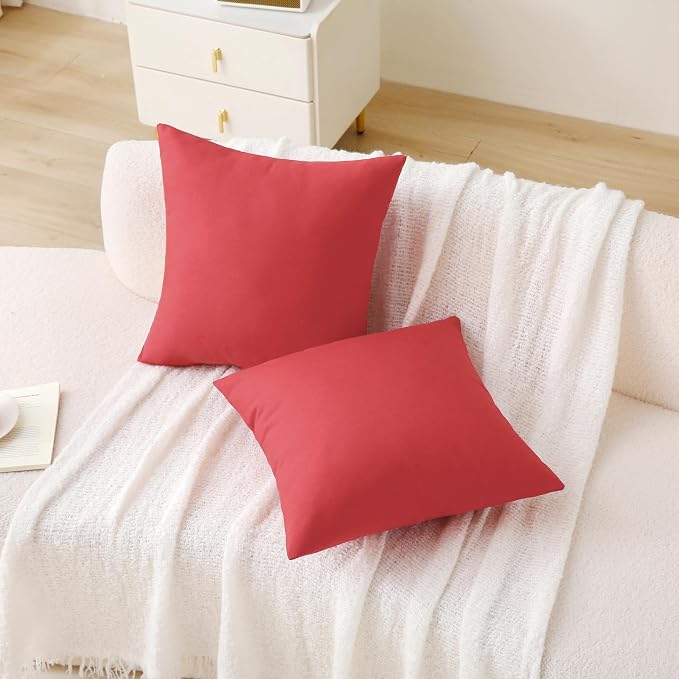18" x 18" Throw Pillows, Outdoor Waterproof Pillows with Inserts, Square Decorative Pillows for Patio Furniture Garden Couch Sofa Home(Red, Set of 4)