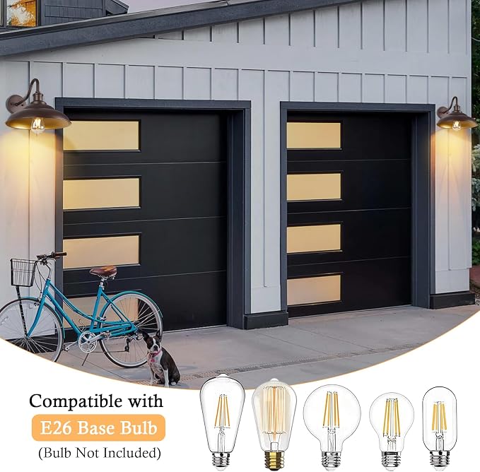 Barn Light - 12" Farmhouse Exterior Wall Mount Sconce, Industrial Black & Oil Rubbed Bronze, 3 Pack - Outdoor & Indoor Use
