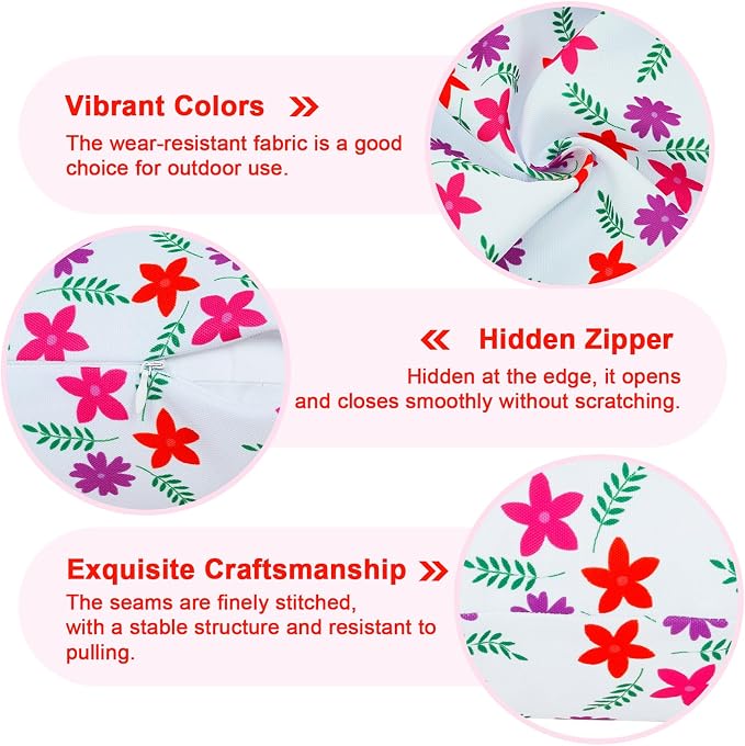 Eternal Beauty 20" x 12" Set of 2 Outdoor Pillow Covers Decorative Pillow Covers for Fall Couch Pillows (Red-Purple Flower, 20" x 12" (Pack of 2))