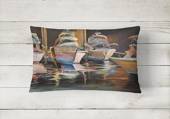 Caroline's Treasures JMK1076PW1216 Sea Chase Deep Sea Fishing Boats Canvas Fabric Decorative Pillow Machine Washable, Indoor Outdoor Decorative Pillow for Couch, Bed or Patio, 12HX16W