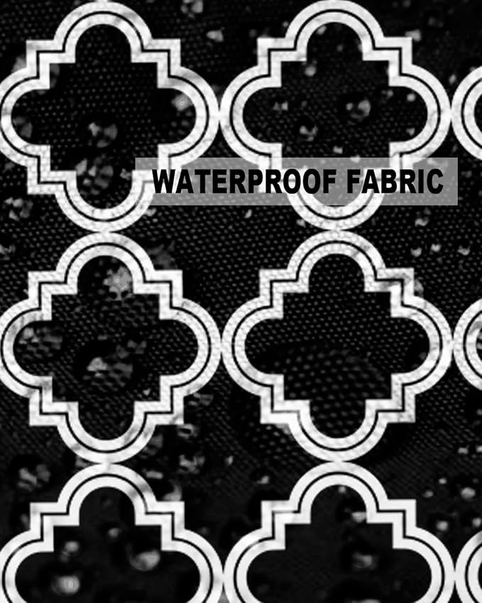 Outdoor Waterproof Pillow Covers for Patio Furniture Moroccan Pattern Decorative Throw Pillow Cover Geometric Trellis Black Pillowcases Set of 2 Cushion Case for Sofa Couch Chair Home Decor 20x12 inch