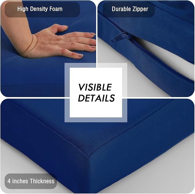 Outdoor Loveseat Cushions for Patio Furniture, Waterproof Couch Hampton Bay Deep Seat Cushion Replacement Set 48" x 26", Patio Love Seat Sofa Cushions for Garden Chair