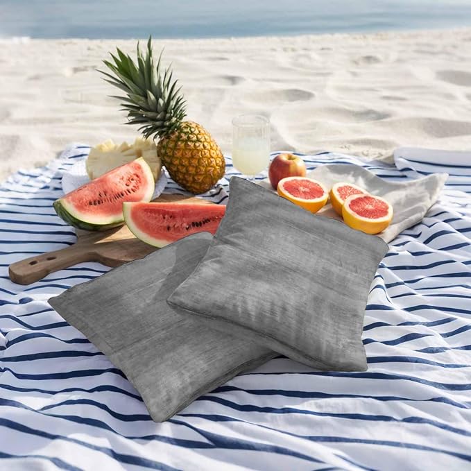 Vandarllin Outdoor Throw Pillows Covers 20x20 inch Set of 2 Waterproof Grey Linen Decorative Zippered Cushion Covers for Patio Furniture, Solid Color Texture Lumbar Pillowcases