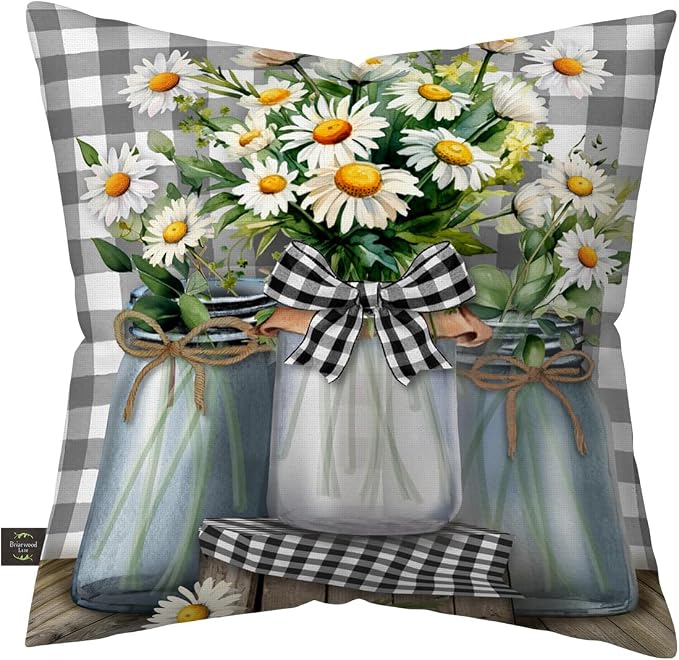 Briarwood Lane Spring Indoor/Outdoor Pillow 17x17 Farmhouse Jars for Spring Pillow