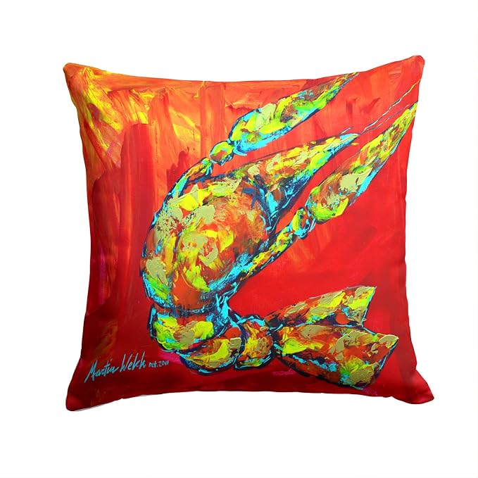 Caroline's Treasures MW1134PW1414 Crawfish Hot Craw Fabric Decorative Pillow Machine Washable, Indoor Outdoor Decorative Pillow for Couch, Bed or Patio, 14Hx14W