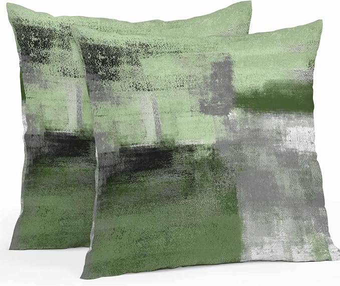 Green Ombre Waterproof Outdoor Pillow Covers Set of 2 Home Decor, Farmhouse Abstract Mottled Texture Art Pillowcase Patio Pillow Covers for Couch Bench Furniture Garden 20x20in