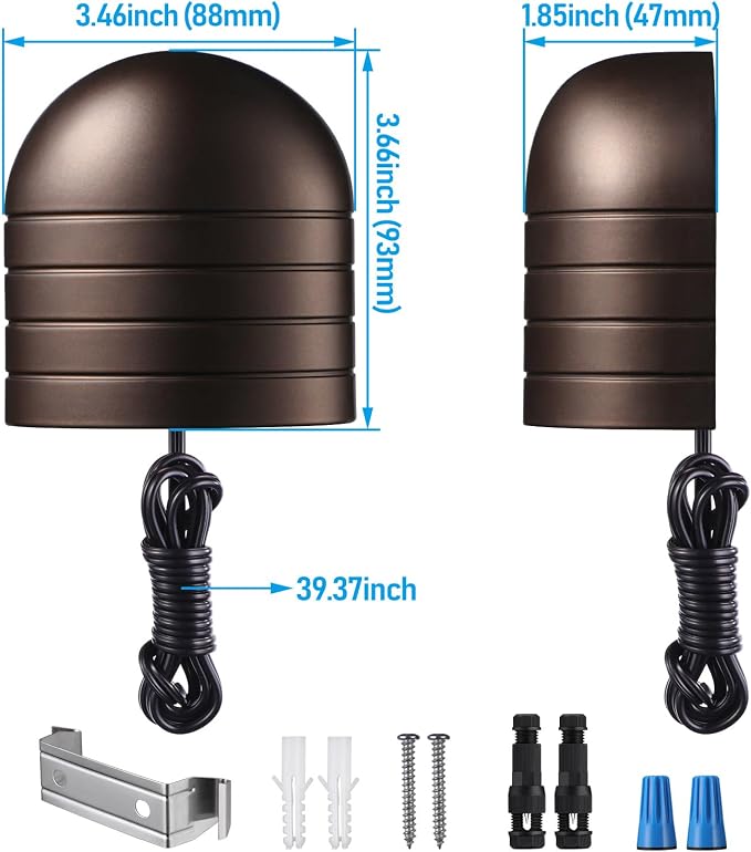 LEONLITE 12-Pack 5CCT Low Voltage LED Deck Lights, 250LM Ultra Bright | 1800K/2700K/3000K/4000K/5000K, CRI90, 12-24V AC/DC, Anti Glare Step Railing Light, Fence Down Light, IP65, Oil Rubbed Bronze
