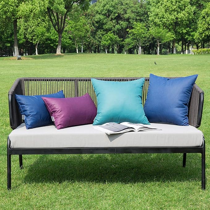 MIULEE Decorative Outdoor Waterproof Pillow Covers 20x20 Navy Blue | Decorative Patio Furniture,Pack of 2,Accent Square Soild Throw Pillow Covers,Summer Garden Tent Couch Sofa