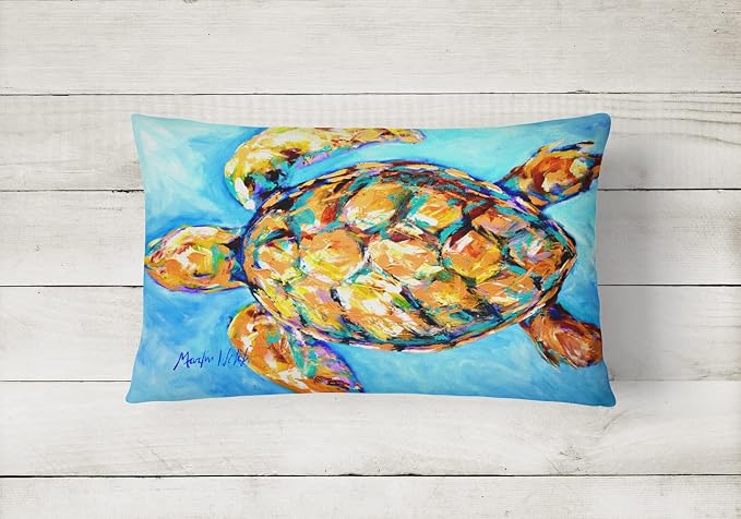 Caroline's Treasures MW1150PW1216 Sand Dance Turtle Canvas Fabric Decorative Pillow Machine Washable, Indoor Outdoor Decorative Pillow for Couch, Bed or Patio, 12HX16W