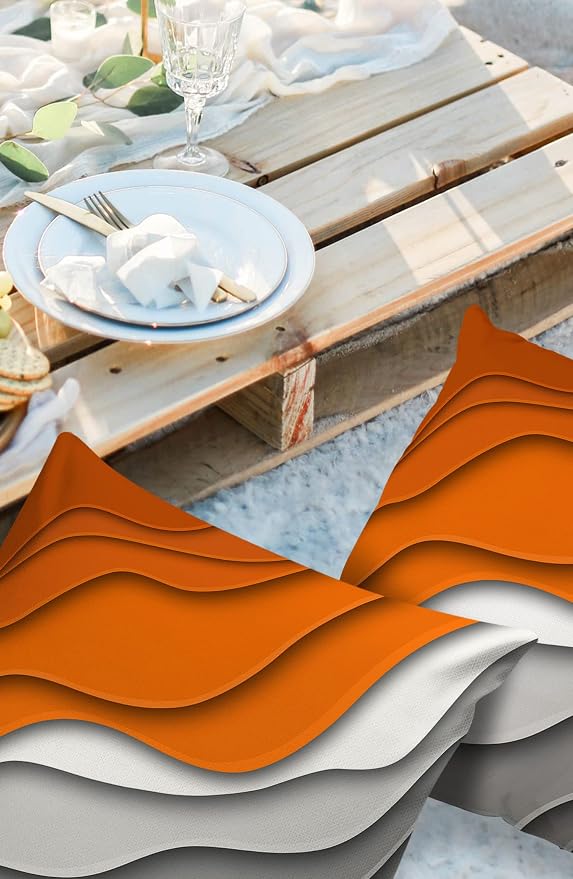 Funy Decor Waterproof Outdoor Throw Pillow Cover Orange Grey Modern Geometric Lumbar Pillowcases Set of 2 Abstract Ombre Decorative Patio Furniture Pillows for Couch Garden 26x26 inch x 2pcs