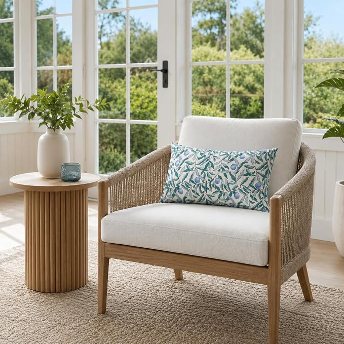 Pack of 2 Patio Lumbar Pillows 12"x20" | Fade Resistant Outdoor Waterproof Lumbar Pillow with Inners Decorative Garden Lumbar Cushions for Home Patio Terrace Sofa