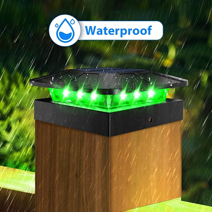 4x4 Solar Post Cap Lights RGB Color Changing, 16 Pack Outdoor LED Fence Light Solar Powered Waterproof, Wood/Vinyl Posts Top Lighting for Outside Deck Yard Garden Patio