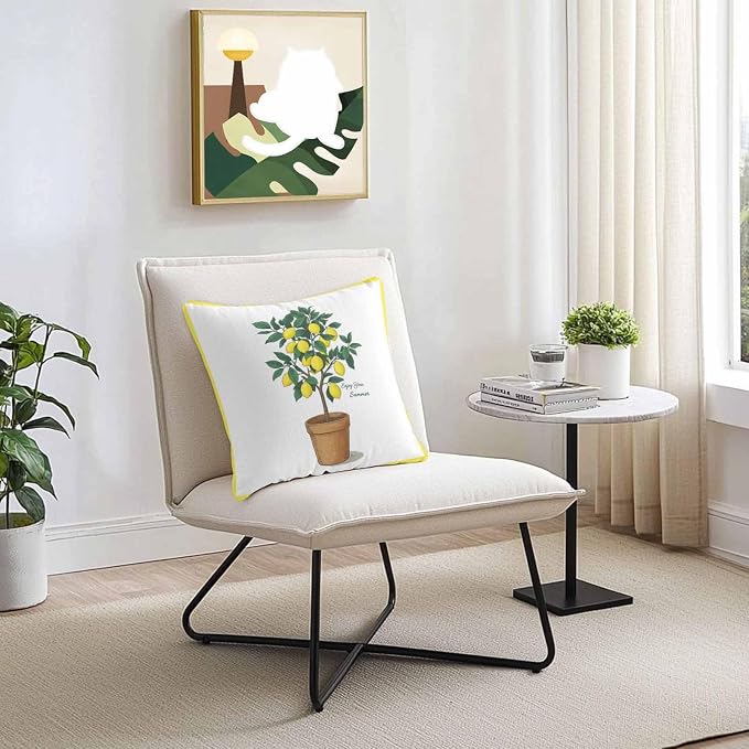 Summer Yellow Lemons Outdoor Waterproof Pillow Covers Set of 2, Green Leaf Botanical Garden Frame Pillowcase Decorative Throw Cushion Cases for Patio Garden Couch 18 x 18 Inches