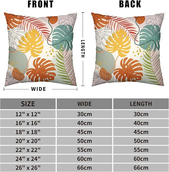 Abstract Tropical Pillow Covers Colorful Tropical Monstera Palm Tree Leaves Throw Pillow Covers Summer Boho Pillowcase 22x22 Set of 2 Neutral Cushion Case for Couch Sofa
