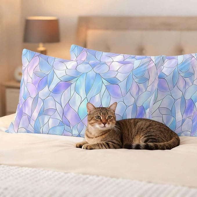 Abstract Art Outdoor Pillow Covers Set of 2 Gradient Stained Glass Fragments Modern Waterproof Throw Pillow Cover Decorative Cushion Cases for Patio Porch Garden 20X12 Inch