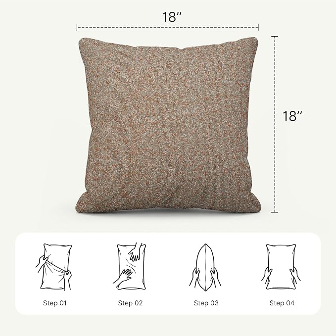 Outdoor Throw Pillow Set of 2 with Inserts, Outdoor Lumbar Pillow Water Resistant for Patio Furniture, 18x18 Inch Outdoor Pillows with Removable Zipper Cover