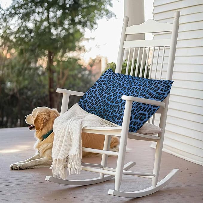 Vandarllin Outdoor Throw Pillows Covers 20x12 inch Set of 2 Waterproof Blue Leopard Print Decorative Zippered Cushion Covers for Patio Furniture, Retro Animal Fur Pattern Lumbar Pillowcases