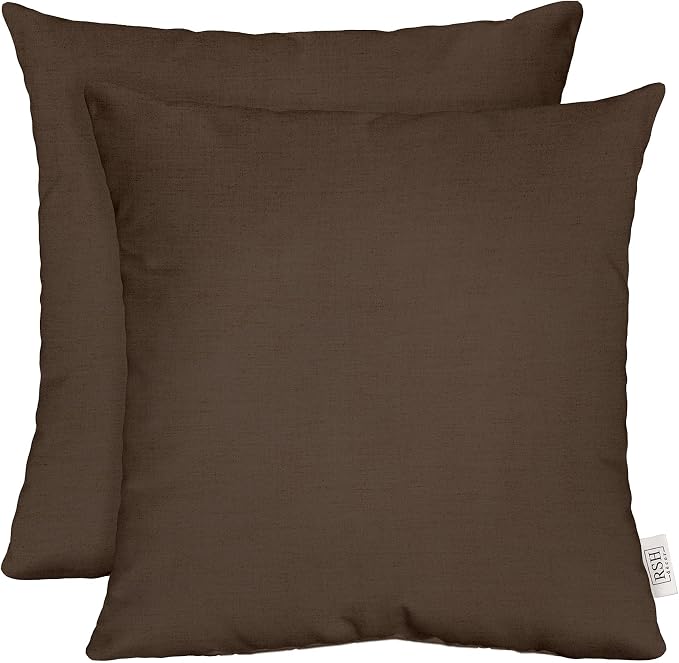 RSH DECOR: Sunbrella Square Throw Pillows Set of 2 | 20" x 20" | Water and Fade-Resistant Performance Fabric | Outdoor Pillow Covers with Down-Alternative Inserts | Made in USA (Canvas Java Brown)