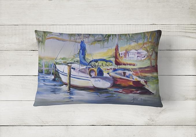 Caroline's Treasures JMK1053PW1216 Lucky Dream Sailboat Canvas Fabric Decorative Pillow Machine Washable, Indoor Outdoor Decorative Pillow for Couch, Bed or Patio, 12HX16W