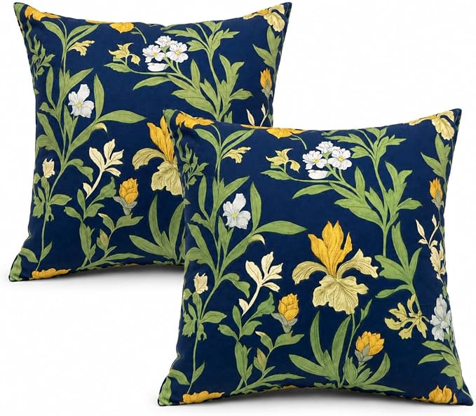 Outdoor Throw Pillows 18×18 Inch Pack of 2 Waterproof Decorative Patio Pillows with Inserts, Square Pillows for Garden Couch Sofa and Patio Furniture