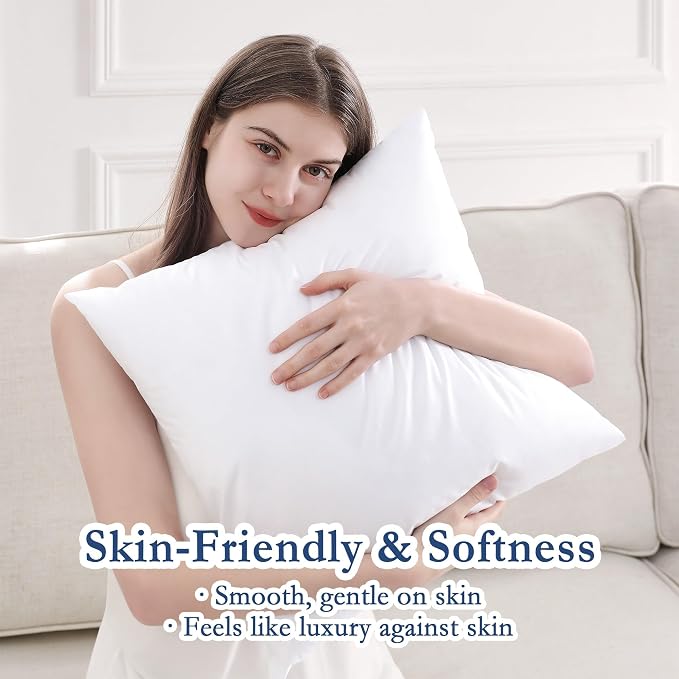 puredown® 26x26 Outdoor Pillow Inserts, Set of 2, Fluffy Soft Waterproof Down Alternative Euro Pillows for Porch Swing Sofa Couch Cushion Patio Furniture