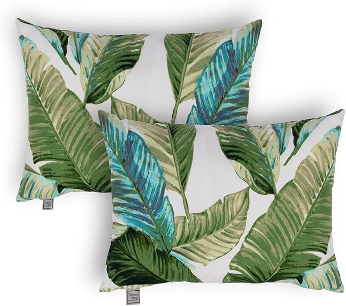 Sherry Kline Tropical Leaves Set of Two 13"X18" Pillows Filled with 100% Polyester