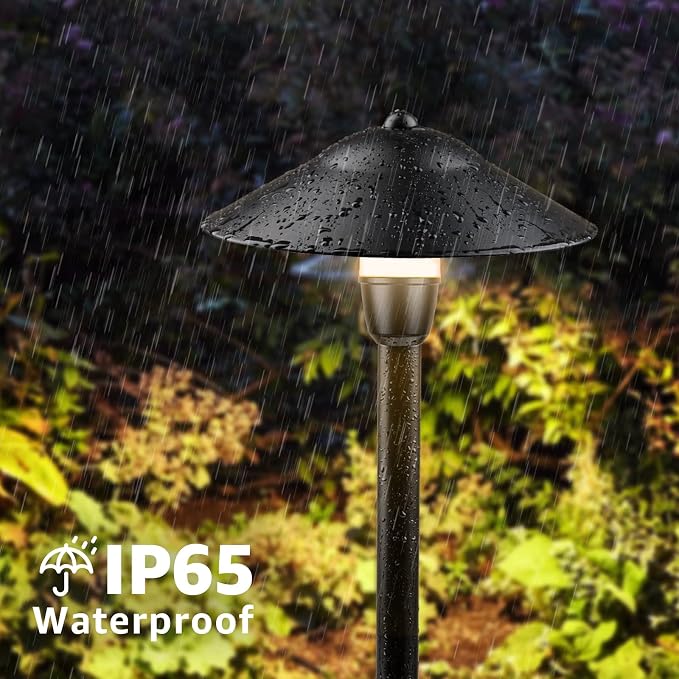 SUNVIE 12-Pack Low Voltage Pathway Lights, 3W 3000K 150lm Classic Aluminum | IP65 Waterproof, 12-24V AC/DC, ETL Listed Wire, with Fastlock2 Connectors, Landscape Lights for Yard Garden Walkway Driveway