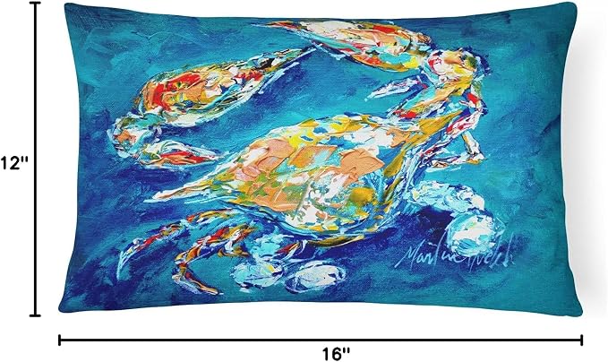 Caroline's Treasures MW1153PW1216 by Chance Crab Canvas Fabric Decorative Pillow Machine Washable, Indoor Outdoor Decorative Pillow for Couch, Bed or Patio, 12HX16W