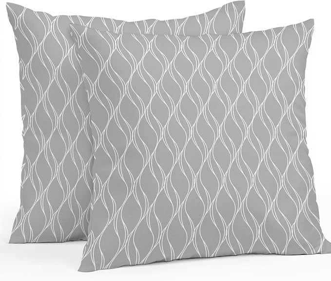 Grey White Stripes Outdoor Pillow Covers 20x20 Inch Throw Pillow Covers Set of 2 Waterproof Decorative Pillow Cases Simple Geometric Modern Monochrome Cushion Covers for Patio Furniture Garden Couch