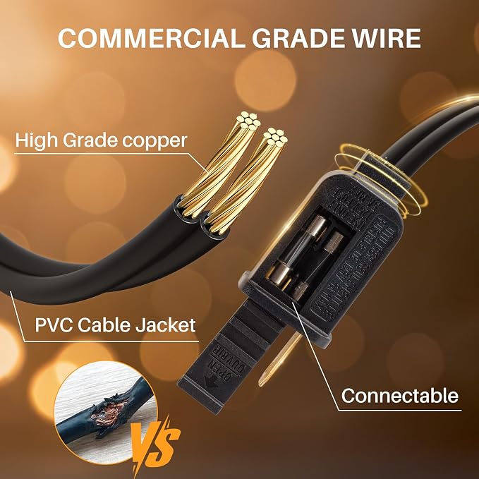 50 FT 2700K Outdoor String Lights,26 Plastic Edison Bulbs, E12 Base | G40 globe shatterproof bulbs, IP65 waterproof, dimmable LED, for backyard porch balcony party decor