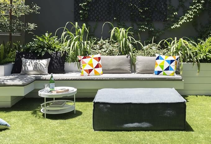 Outdoor Waterproof Decorative Throw Pillows with Inserts for Patio Furniture, 18x18 Inch Fade Resistant Patio Garden Cushions for Couch Bed Sofa, Triangular Multi