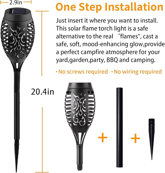 Swingers Solar Lights Outdoor, Halloween Solar Torch Lights | With Flickering Flame, Waterproof Outdoor Garden Lights for Outside Patio Pathway Yard Decorations