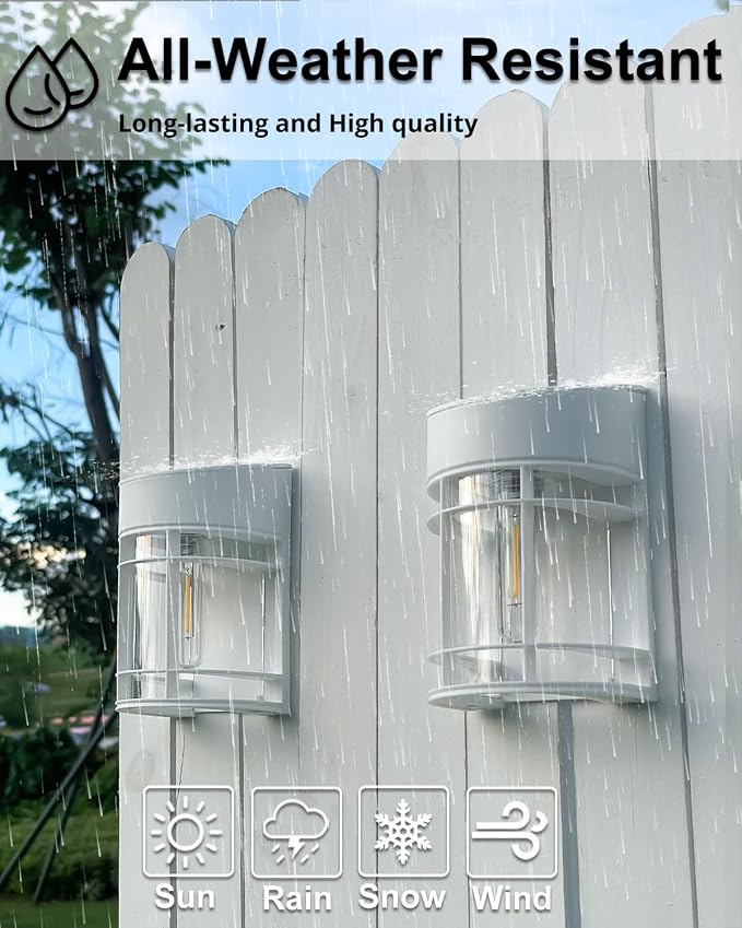 Solar Fence Lights, 8 Pack Deck Light Solar Powered, Waterproof Solar Outdoor Lights Decorative for Garden Backyard Fence Post Patio, White | Fence Lights Solar Powered Solar Lights For Garden Backyard Fence Decor
