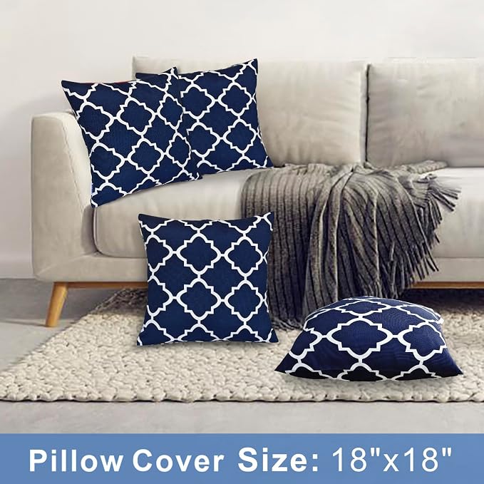 JMGBird Navy Blue Outdoor Pillows Waterproof Outdoor Pillow Cover with Insert