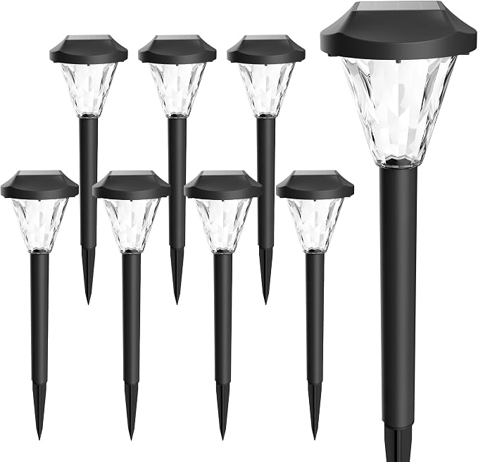 GIGALUMI 8 Pack Solar Lights Outdoor Waterproof, Solar Garden Lights | Outdoor Solar Lights for Yard, Yard Decorations Outdoor for Pathway, Patio, Garden, Driveway, Lawn, and Landscape(Warm White)
