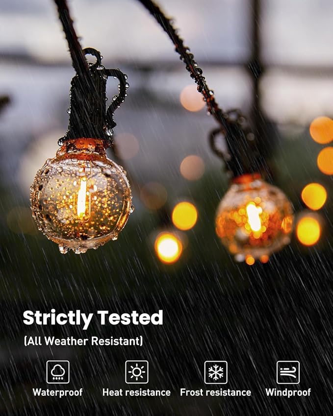 Brightown Outdoor String Lights, 159FT G40 LED IP65 Waterproof Patio Lights | 75 Shatterproof Edison Bulbs, Plug-In, Dimmable, Connectable, Outside Light for Backyard Porch Party Christmas Decorative