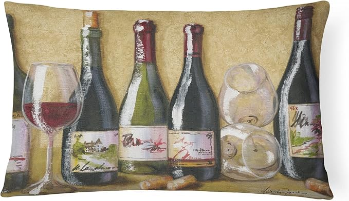 Caroline's Treasures TMTR0271PW1216 Wine Du Vin by Malenda Trick Canvas Fabric Decorative Pillow Machine Washable, Indoor Outdoor Decorative Pillow for Couch, Bed or Patio, 12HX16W