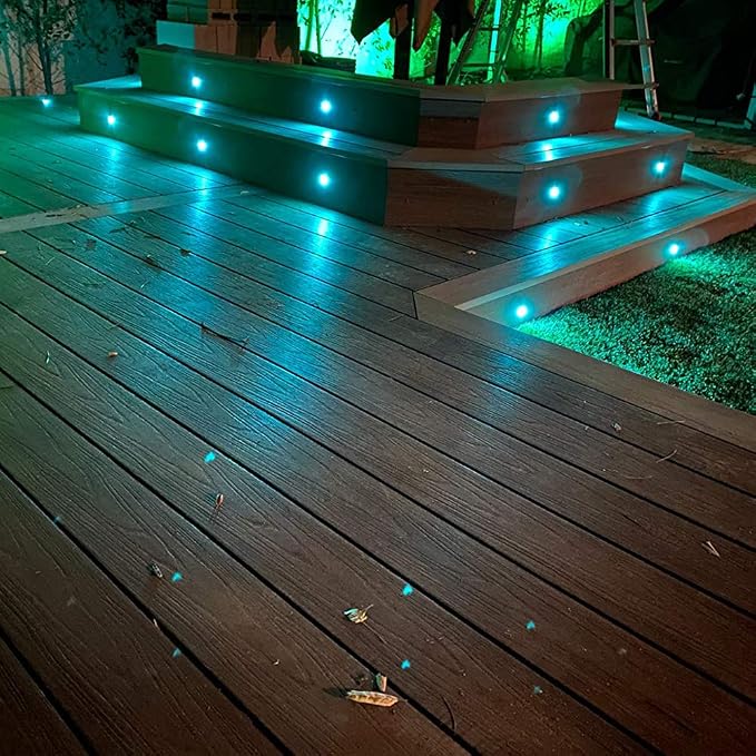 Low Voltage Recessed RGBW Deck Light, Φ1.22 RGB & Warm White Stainless Steel Waterproof Outdoor Step Lighting In-ground Landscape Pathway Patio Stair Decor Lamp, Black