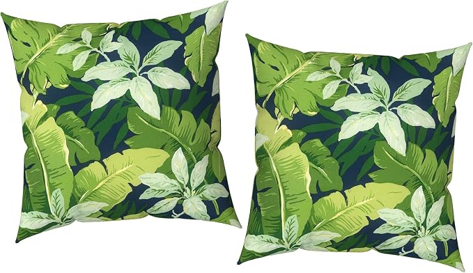 Outdoor Pillow Covers 16x16 Inch Set of 2 Waterproof Decorative Throw Pillow Covers Patio Pillow Cases for Patio Furniture Garden Couch Farmhouse,Jungle Leaves