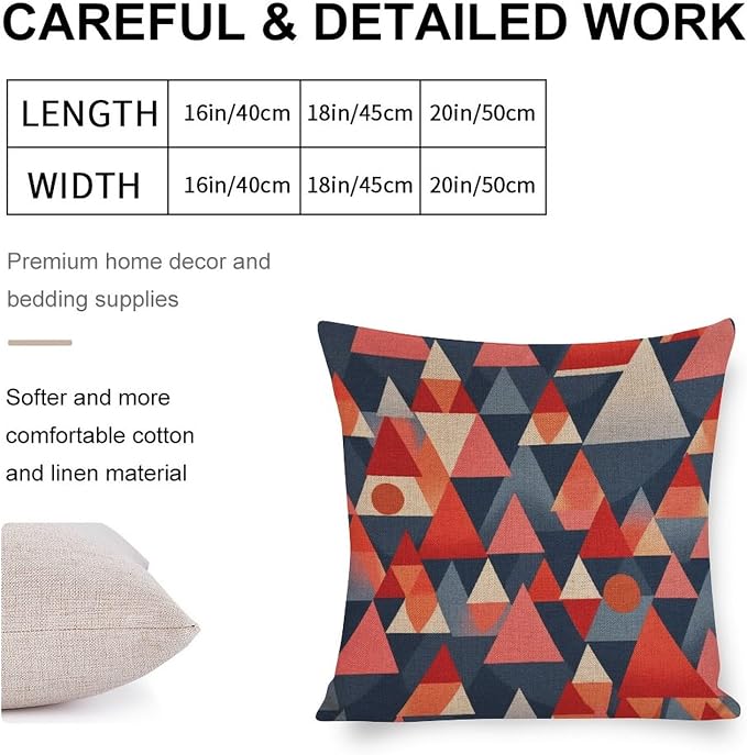 Soft Throw Pillows for Couch Colorful Fun Aesthetic Mid Century Modern Gomestry Pillowcase 20"x20" Mid Century Modern Decorations Pillow Covers Home Decoration for Sofa Couch Living Bed Room