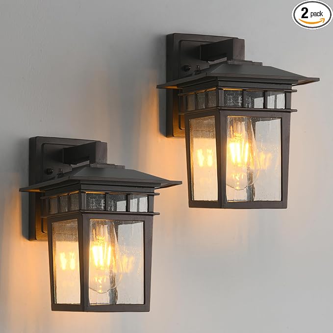 Outdoor Light Wall Mount Exterior Wall Sconces Set of Two Brown