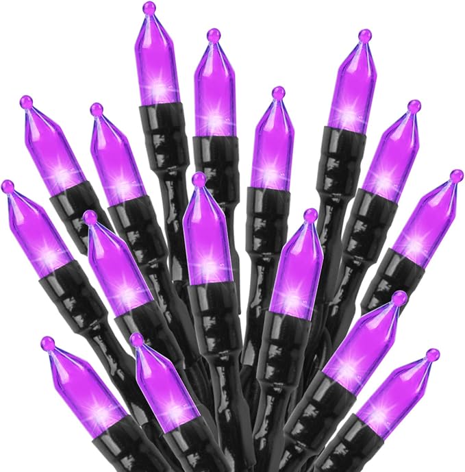 Minetom Halloween String Lights Outdoor, 66Feet 200 Led Purple Lights with 8 Lighting Modes for Halloween Garden Christmas Xmas Tree Lights Decor(Purple) | 8 Lighting Modes, Connectable, Waterproof, Christmas Mini Lights for Bedroom Door Haunted House ...