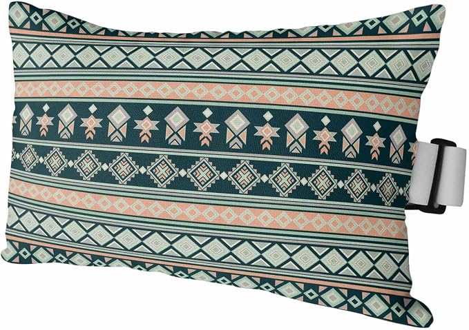 Outdoor Lumbar Pillow Set of 1, Dark Green Boho Striped Waterproof Beach Headrest Pillow with Inserts, Southwestern Ethnic Tribe Vintage Recliner Throw Pillows for Patio Furniture, 12 x 20