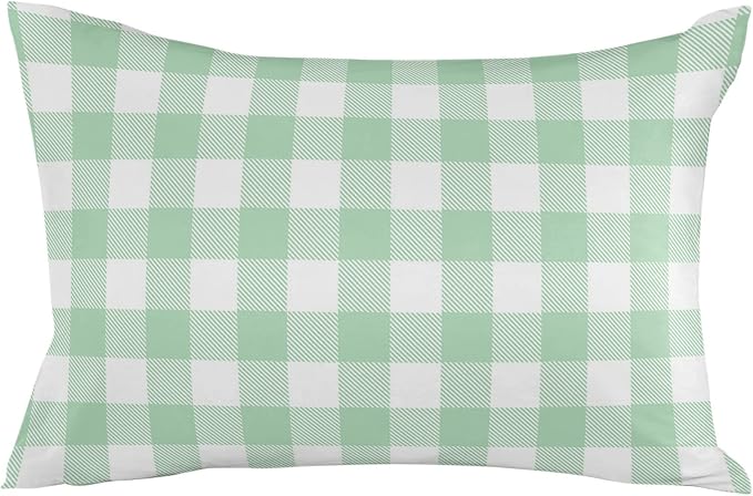 Outdoor Waterproof Throw Pillow Covers Set of 2 Light Green Buffalo Check Plaid Lumbar Pillowcases 20x12 Inches Farmhouse Style Decorative Pillows Cushion Case Patio Pillows for Couch Bed Garden