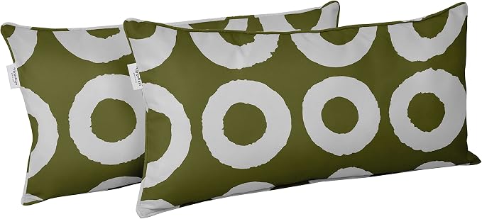 Indoor/Outdoor Polyester Fabric Lumbar Pillow Cover, All-Weather Waterproof Rectangular Cushion Case for Patio Furniture, 12 x 18 Set of 2 - Geometric-13