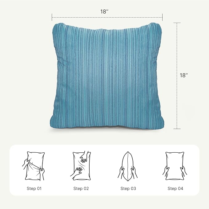 Outdoor Throw Pillow Set of 2 with Inserts, Outdoor Lumbar Pillow Water Resistant for Patio Furniture, 18x18 Inch Outdoor Pillows with Removable Zipper Cover