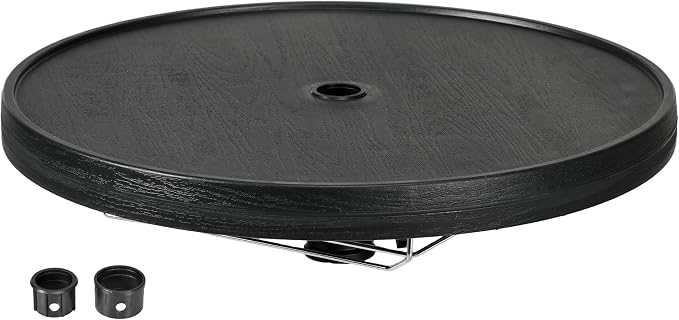 23.5" Beach Umbrella Table Tray with Wine Glass Holder, Foldable Towel Rack, Instant Portable Beach Tables for Sand, Swimming Pools, Patio, Garden, Deck, Black