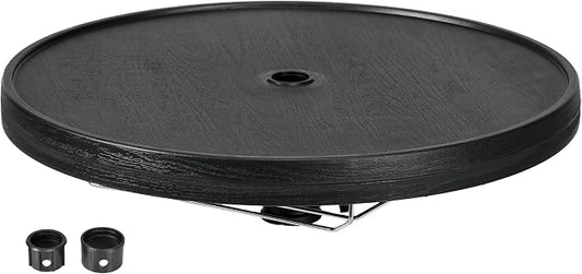 23.5" Beach Umbrella Table Tray with Wine Glass Holder, Foldable Towel Rack, Instant Portable Beach Tables for Sand, Swimming Pools, Patio, Garden, Deck, Black