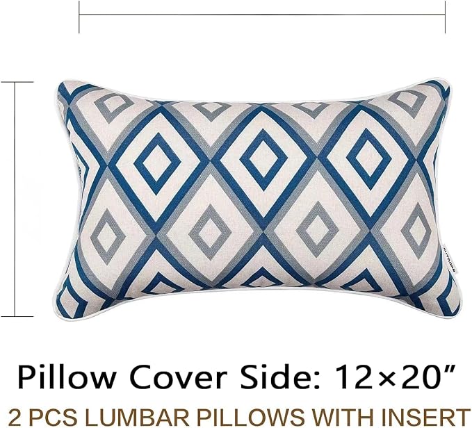 JMGBird Outdoor Throw Pillows Waterproof Outdoor Pillows with Inserts | 12x20 Pillow Insert Outdoor Lumbar Pillows Weather Resistant Throw Pillow for Patio Furniture